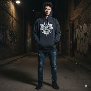 Affliction Hoodie Mens 2XL Black Y2K Grail Vintage Skater Grunge Streetware